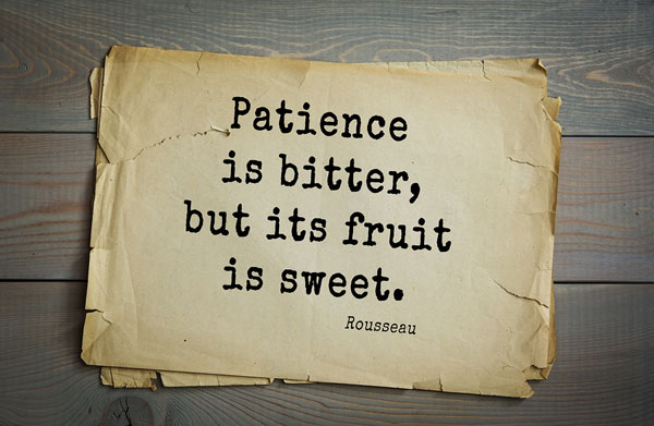 Patience is bitter, but its fruit is sweet. Rousseau