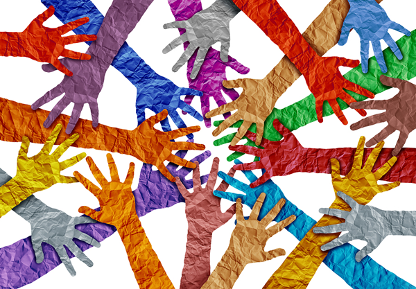 Image of colorful paper cut-out of hands